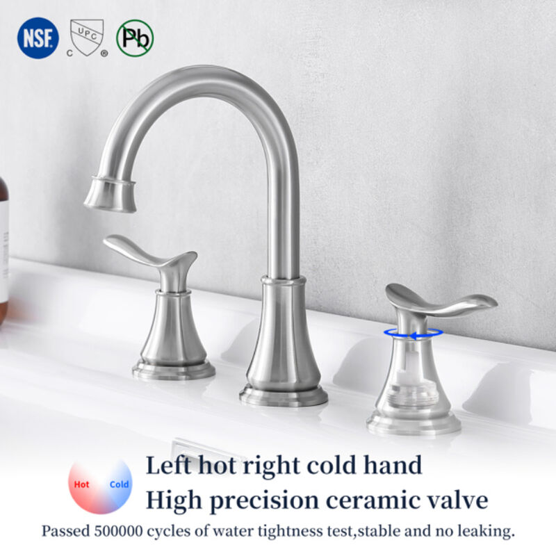Widespread Bathroom Faucet, 2-Handle 3-Hole Sink Faucet for Modern Vanity & Bath Décor