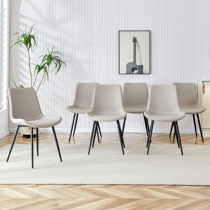 Chic and Comfortable Light Gray Dining Chair with Black Metal Legs