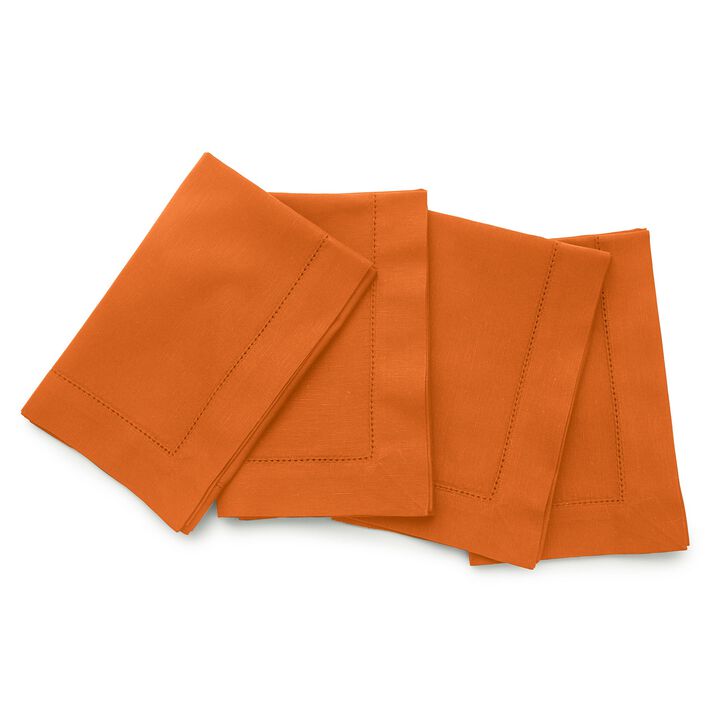 Solino Home Cotton Linen Hemstitch Dinner Napkins 20 x 20 Inch Set of 4