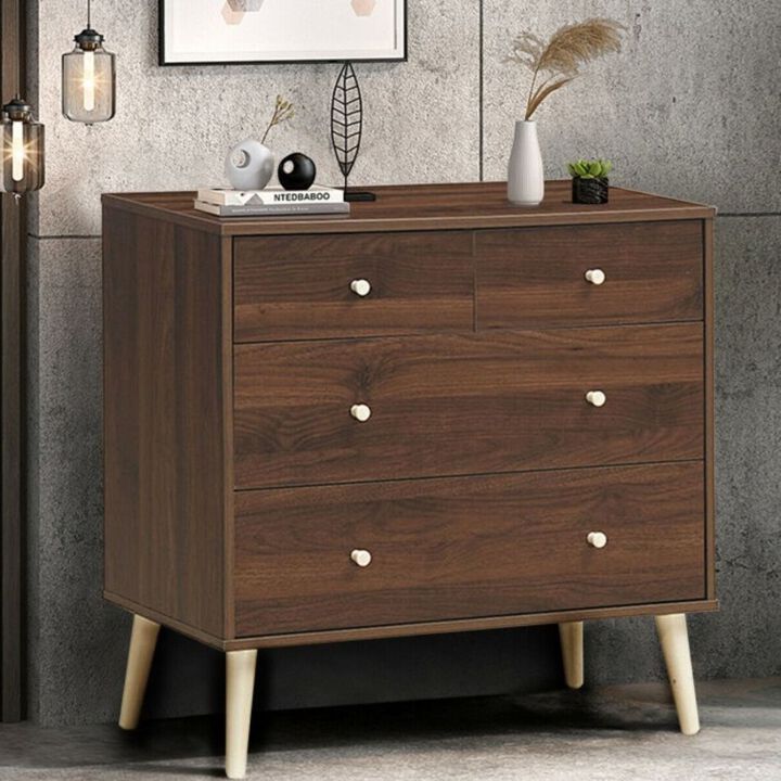 Hivvago Espresso Modern FarmHome 4 Drawer Easy Glide Storage Dresser