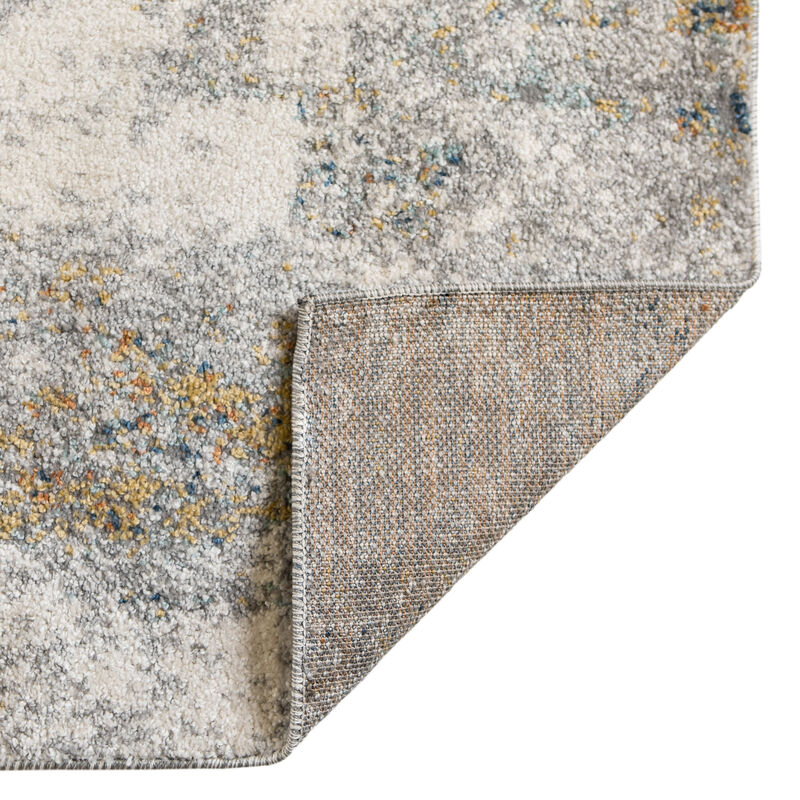 Yasmin Acy Yellow/Blue Abstract Polyester Area Rug 7'10" x 10'6"