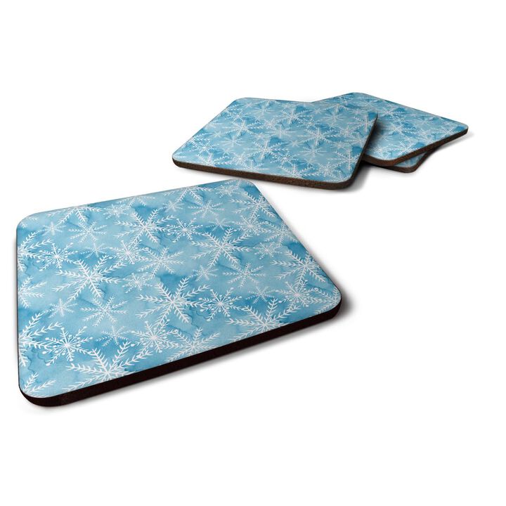 Caroline's Treasures Watercolor Snowflake on Blue Decorative coasters, 3.5, Multicolor