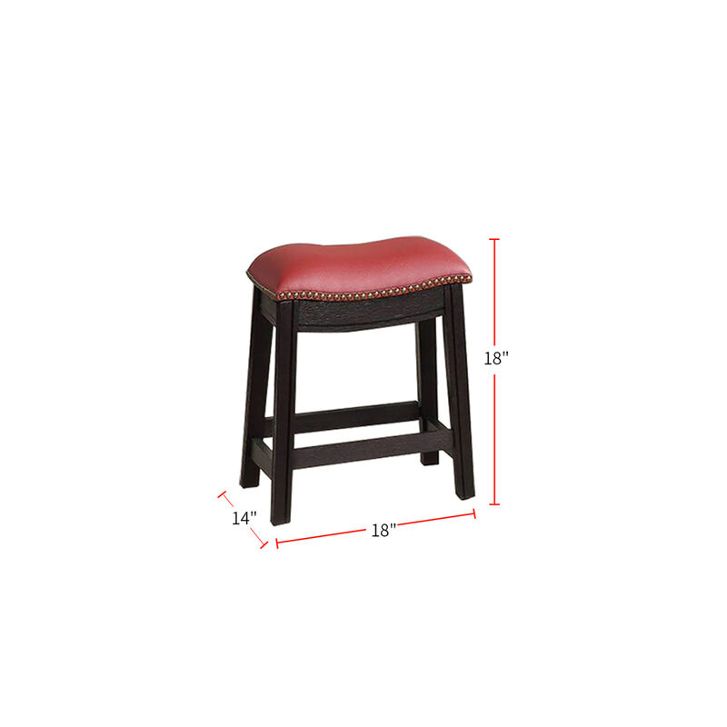 Burgundy PU Upholstery Stool, Set Of 2