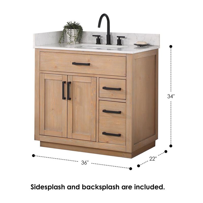 Altair 36 Single Bathroom Vanity in Light Brown without Mirror