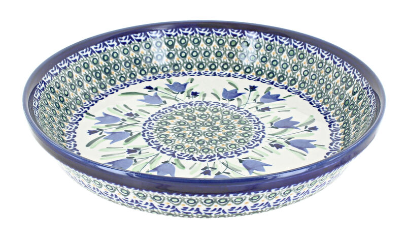 Blue Rose Polish Pottery Blue Tulip Pie Plate