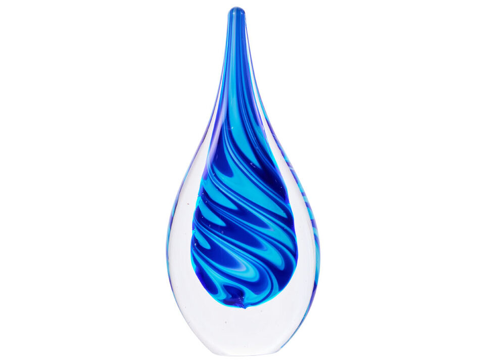 Hand Blown Swirl Wave Tear Drop Sommerso Art Glass Sculpture