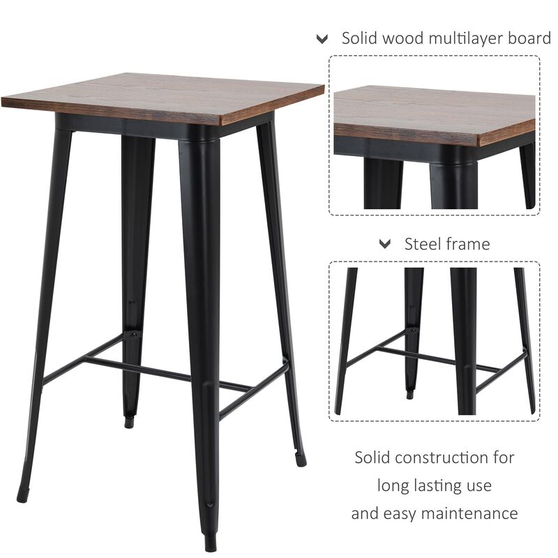Industrial Pub Set: 3-Piece Black/Brown Counter Height Dining Set