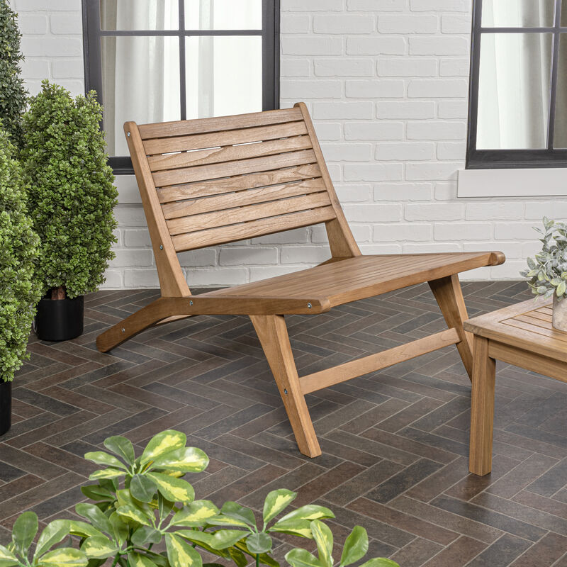 Leo Mid-Century Modern Wood Armless Outdoor Patio Chair
