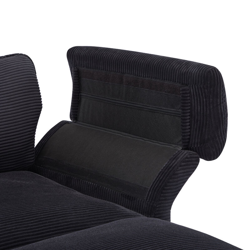 Merax Deep Seat Corduroy Upholstered Sectional Sofa