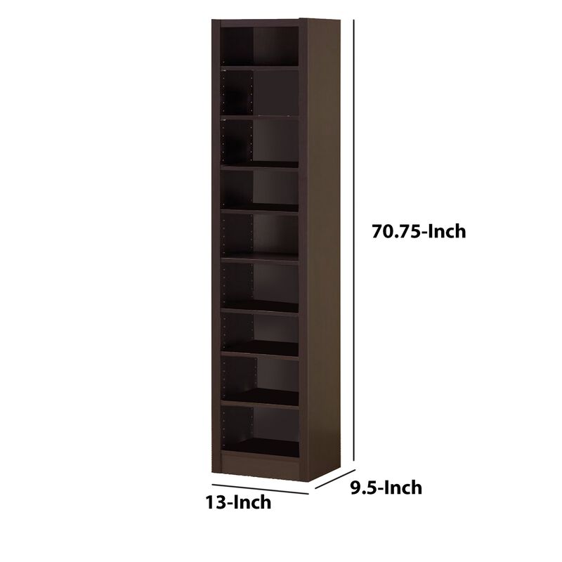 Glimmering Brown Narrow Wooden bookcase - Benzara