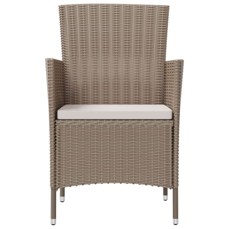 vidaXL Patio Chairs with Cushions 2 pcs Poly Rattan Beige