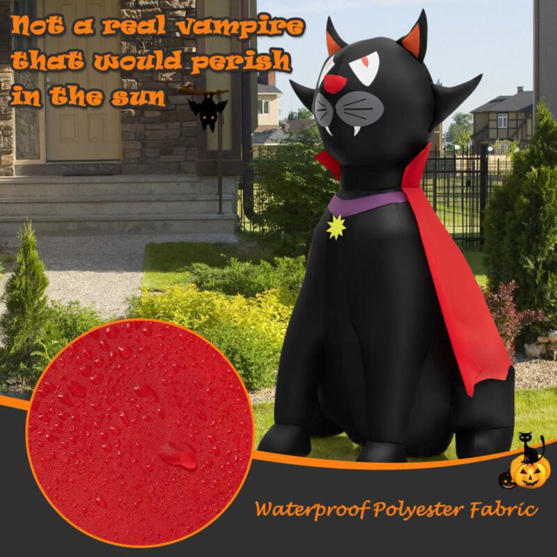 Hivvago 4.7 Feet Halloween Inflatable Vampire Cat with Red Cloak