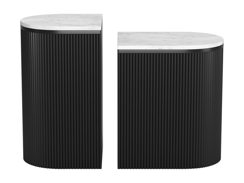 Ormara Side Table Set (2-Piece) White & Black