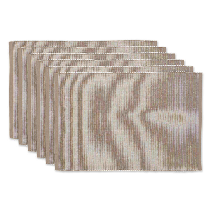 Set of 6 Brown Decorative Ribbed Placemats  19"