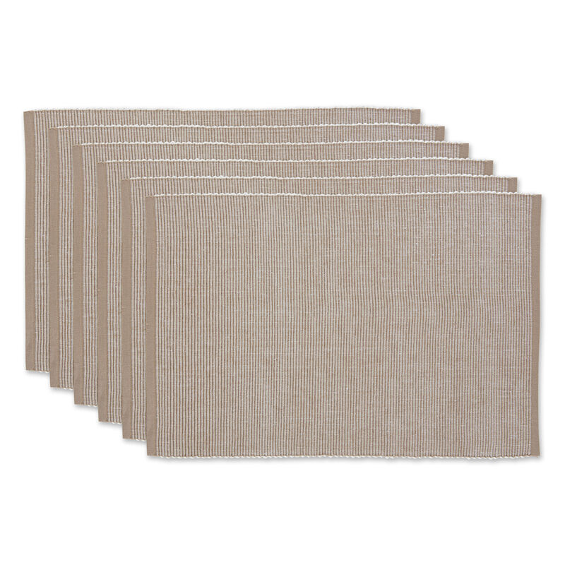 Set of 6 Brown Decorative Ribbed Placemats  19"