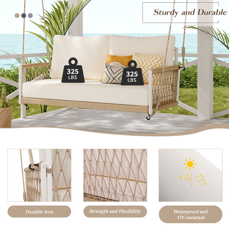 Merax Woven Rope Outdoor Swing Sofa