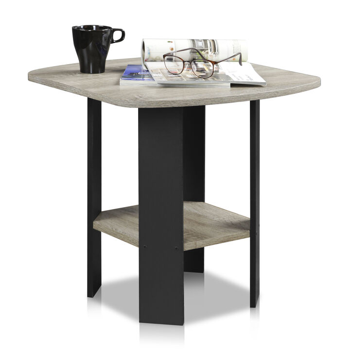 FURINNO Simple Design End/SideTable, 1-Pack, French Oak Grey/Black