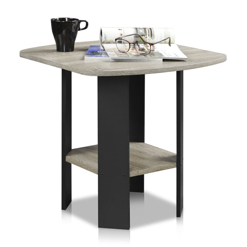 FURINNO Simple Design End/SideTable, 1-Pack, French Oak Grey/Black
