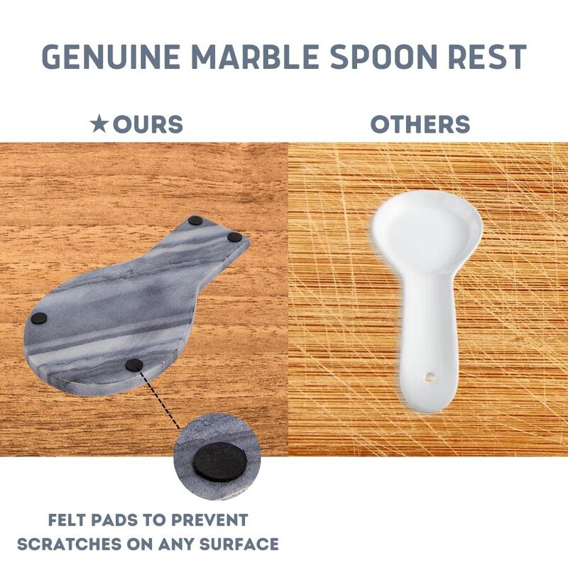 Lexi Home Marble Thankful Engraved Spoon Rest - Stone Spoon Rest for Stovetop