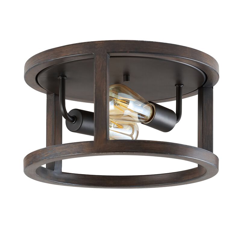 Atelier 2-Light Iron Rustic Industrial LED Flush Mount