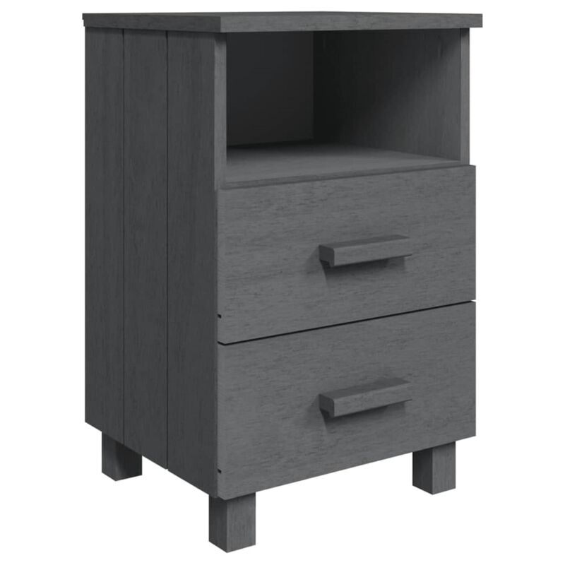 vidaXL Bedside Cabinets HAMAR 2-Piece Set, Dark Gray - Solid Pinewood and MDF, Rectangular Design with Storage Drawers, Durable Construction, Easy Assembly, Versatile Home Decor
