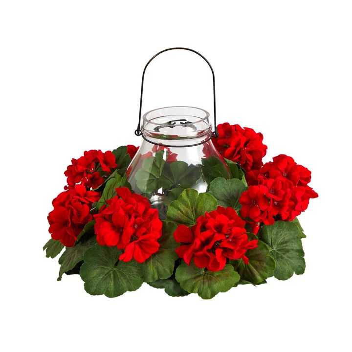 Nearly Natural 16-in Artificial Geranium Candelabrum