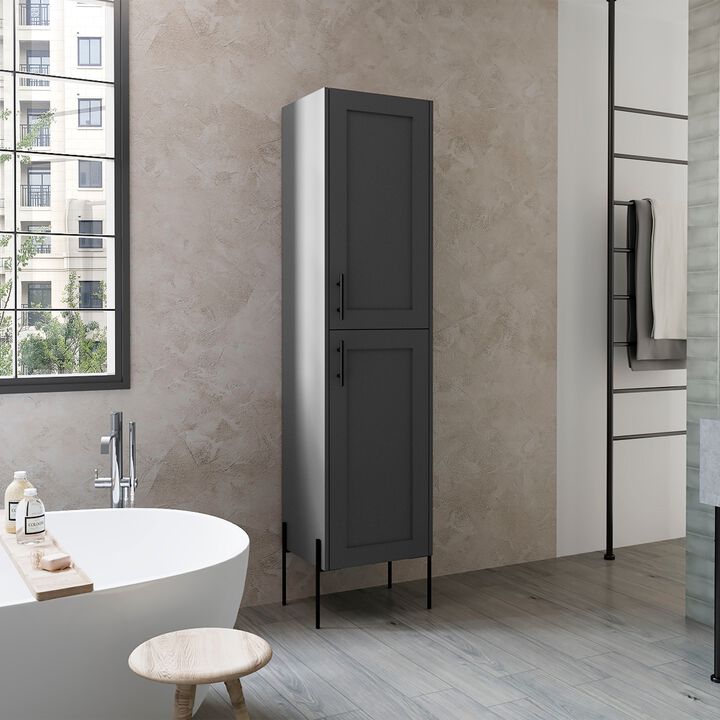 Quinby Linen Cabinet 70.8" H, with 1 Door and 4 Shelves, Matt Gray