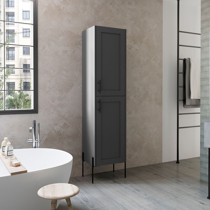 Quinby Linen Cabinet 70.8" H, with 1 Door and 4 Shelves, Matt Gray
