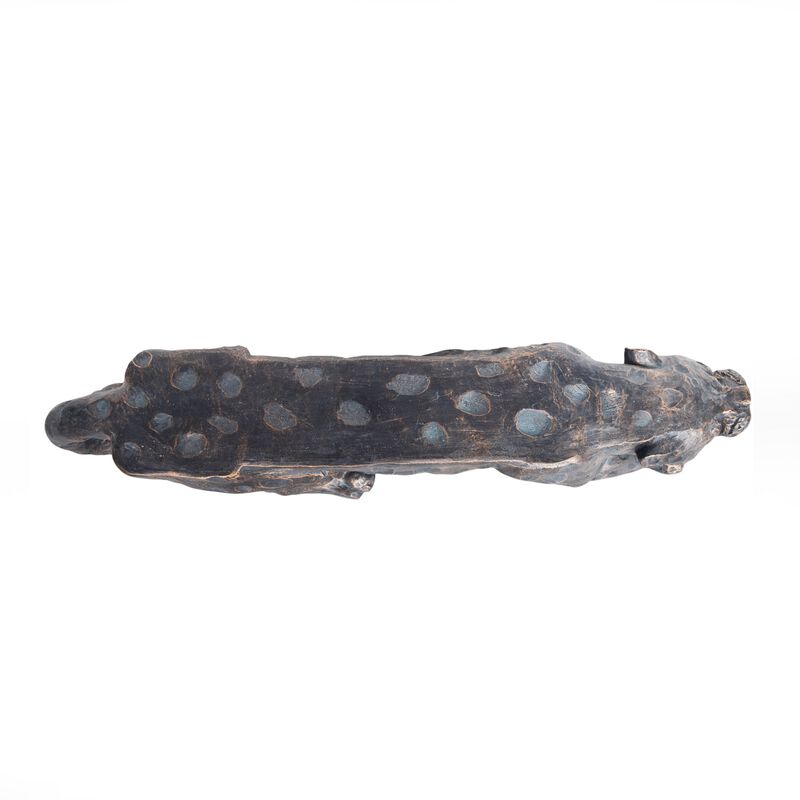 Outdoor Garden Bench, Leopard Faux Concrete, Copper Finish, 52 Inch - Benzara