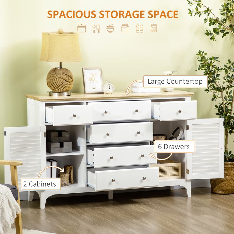 White Kitchen Buffet: Modern Sideboard with Rubberwood Top