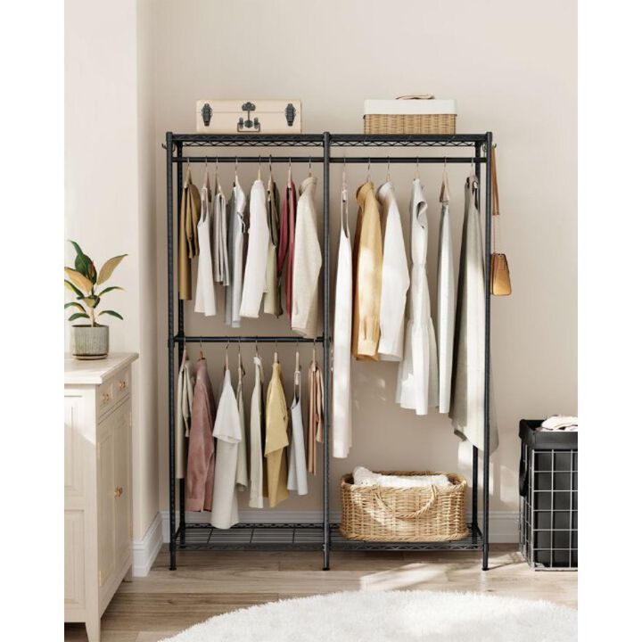 Clothing Rack with Adjustable Shelves and Hanging Rails