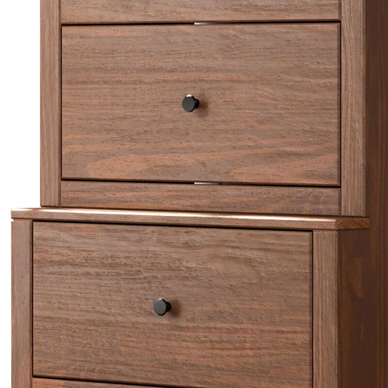 Stav Tall Dresser Chest with 4 Drawers, Plank Style, Brown Solid Wood