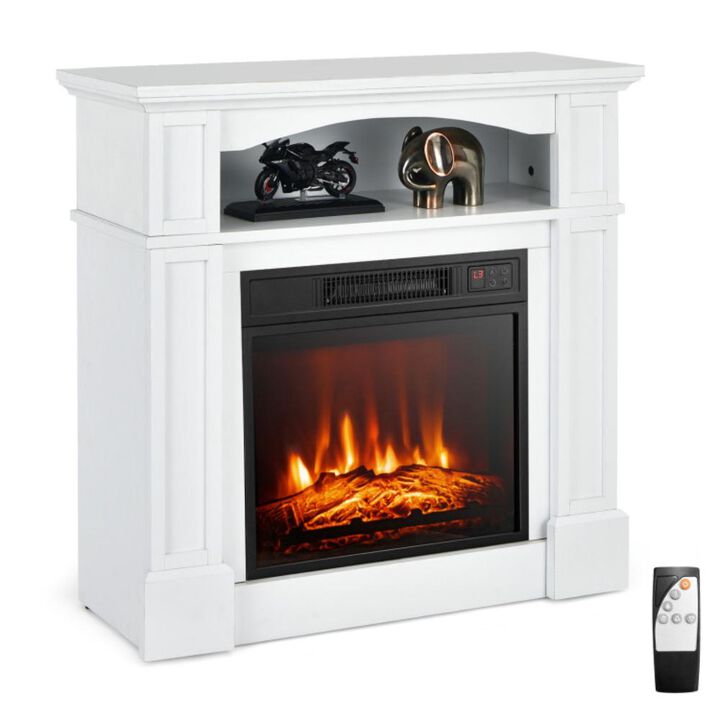 Hivvago 18 Inch 1400W Electric TV Stand Fireplace with Shelf