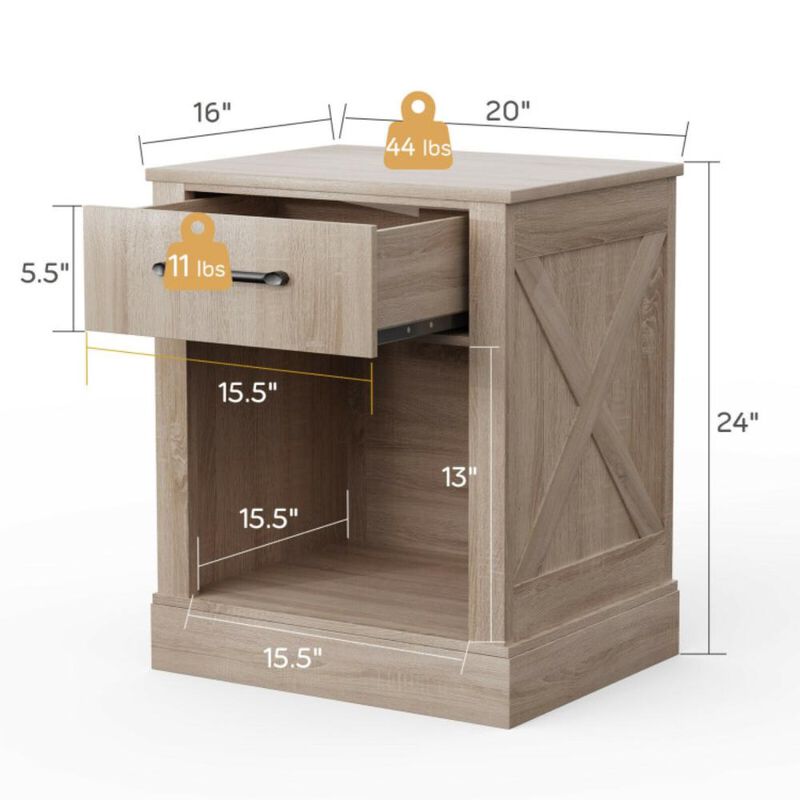 Hivvago Compact Nightstand with Drawer and  Shelf