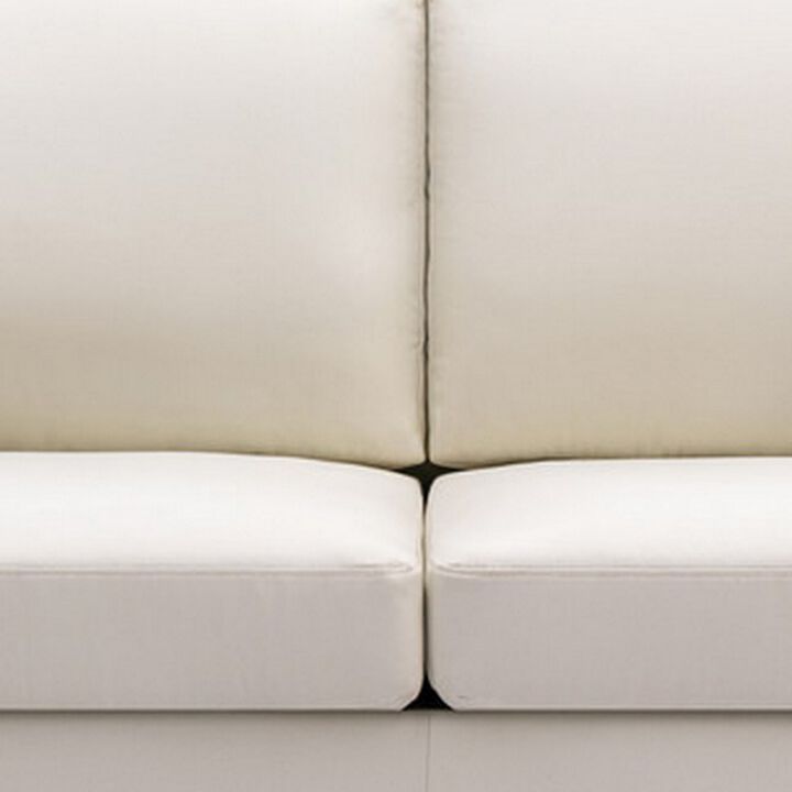 Gala Sofa, Crisp Soft Beige Linen Fabric, 2 Pillows, Brown Solid Wood Frame-Benzara