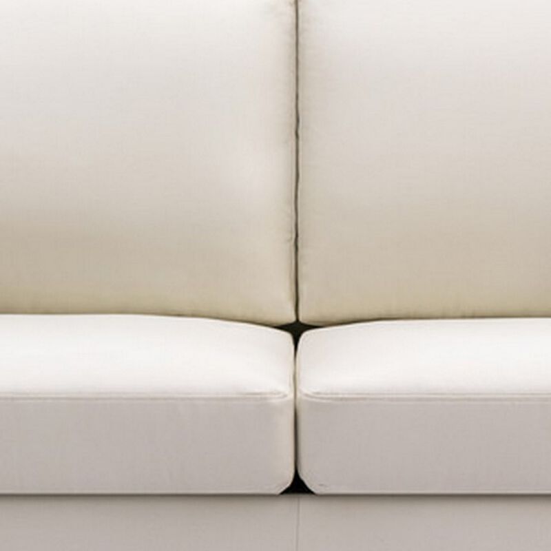 Gala Sofa, Crisp Soft Beige Linen Fabric, 2 Pillows, Brown Solid Wood Frame-Benzara