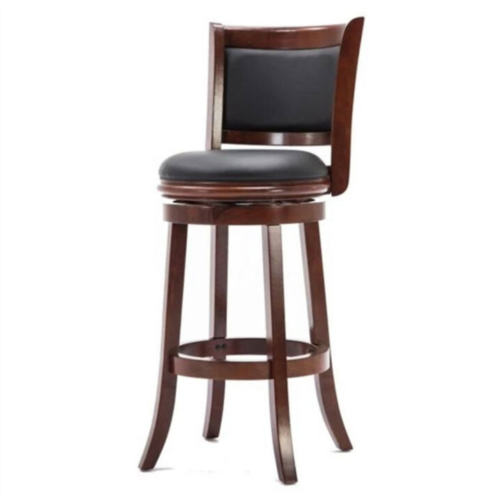 Solid Wood Swivel Bar Stool – Faux Leather Cushioned Seat for Kitchen Island or Home Bar