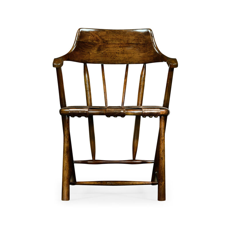 Walnut Smokers Armchair With Leather Seat