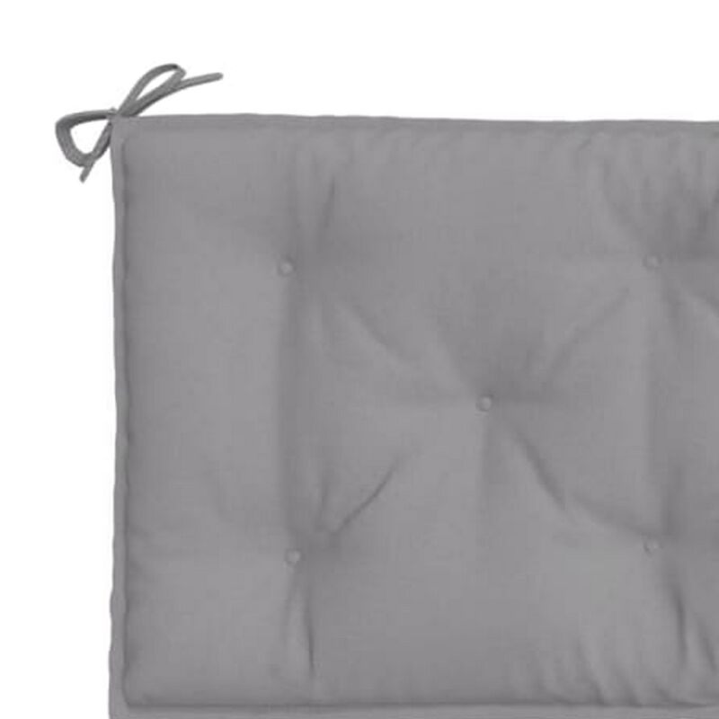 Claire Outdoor Cushion for Bench, Tufted Gray Oxford Fabric, 47 Inch - Benzara