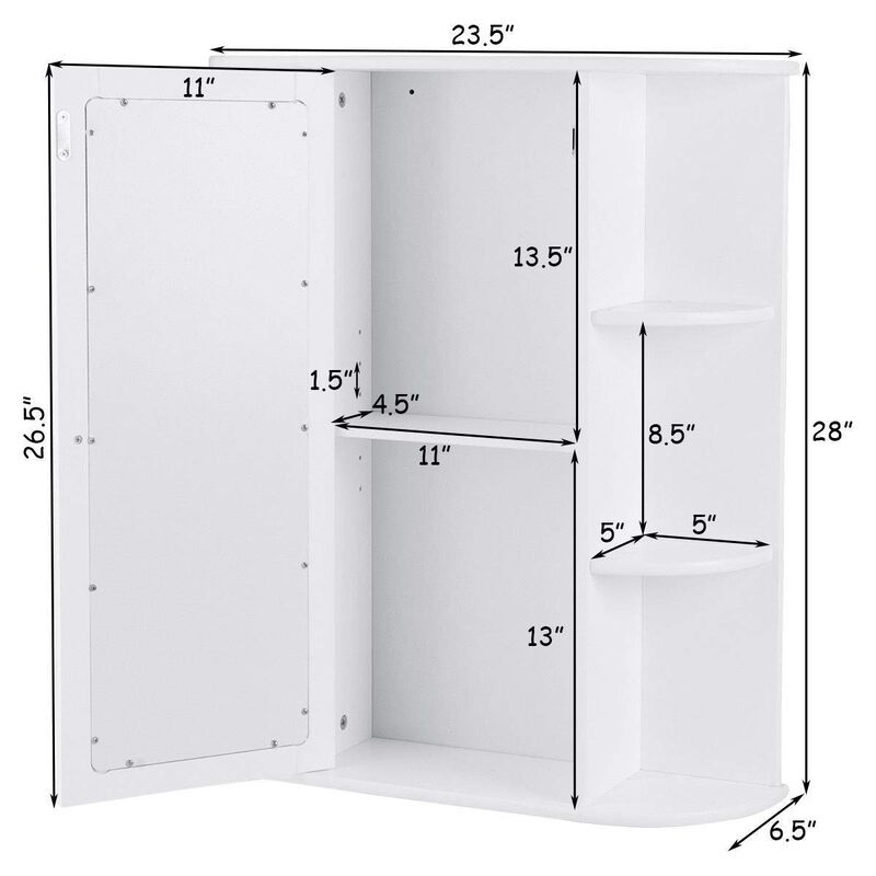 Hivvago White Bathroom Wall Mounted Medicine Cabinet with Storage Shelves