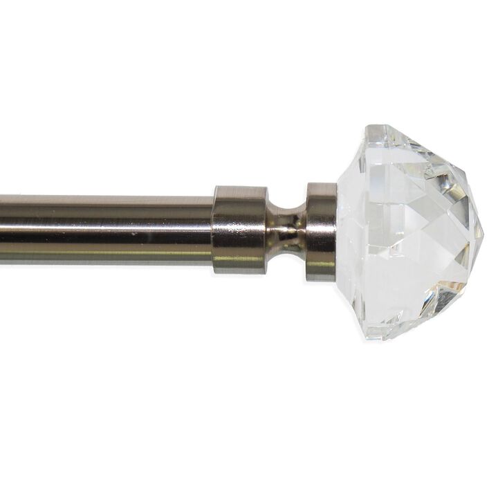 Crystale Gem Finial Curtain Rod Set, Adjustable Length from 30" to 78"