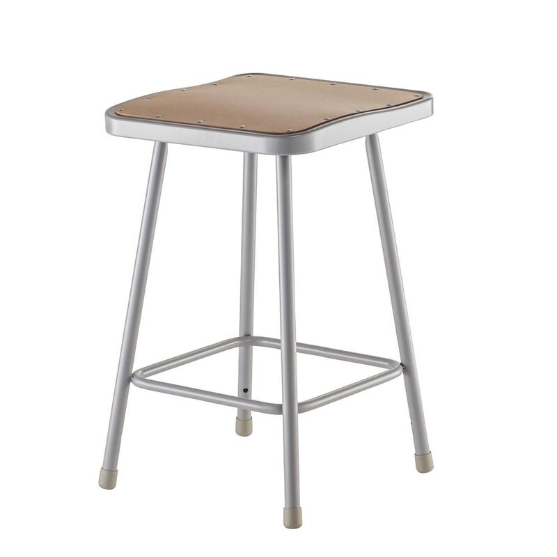 NPS® 24" Heavy Duty Square Seat Steel Stool, Grey