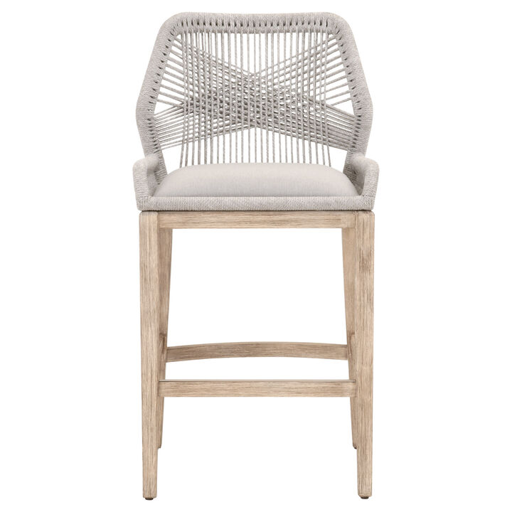 Loom Outdoor Barstool in Taupe & White