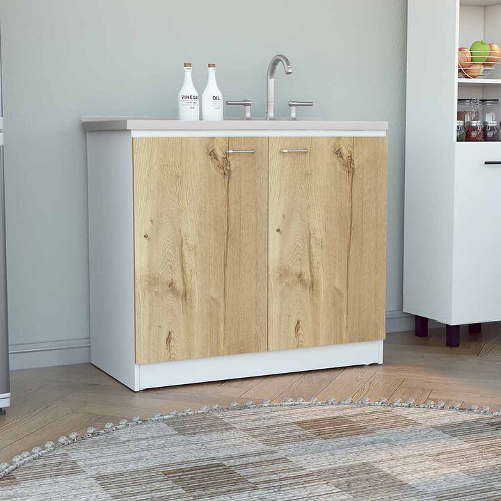 Utility Sink Vernal, Kitchen, White / Light Oak