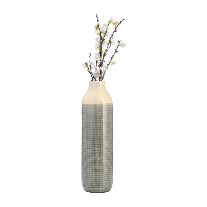 20" Green Two Tone Stone Vase