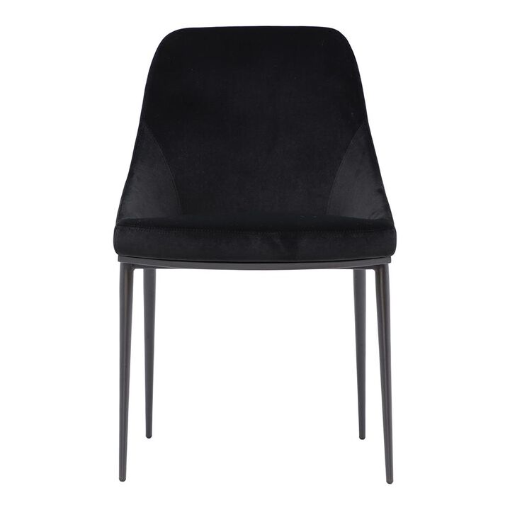 Moe's Home Collection SEDONA DINING CHAIR SHADOWED BLACK VELVET-SET OF TWO
