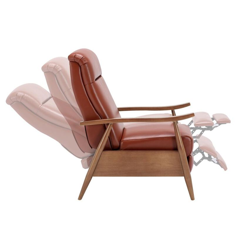 Comfort Pointe Fairview Leather Wood Arm Push Back Recliner - Caramel