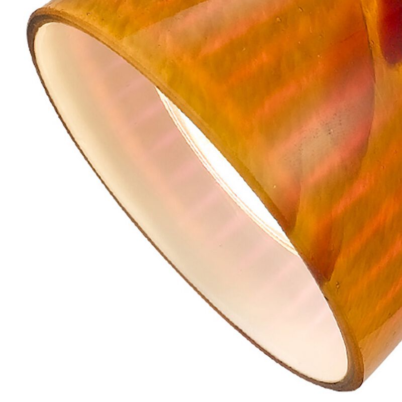 Hand Blown Glass Shade Track Light Fixture with Metal Frame, Dark Bronze - Benzara