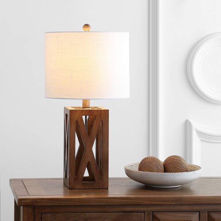 Stewart Farmhouse Wood LED Table Lamp