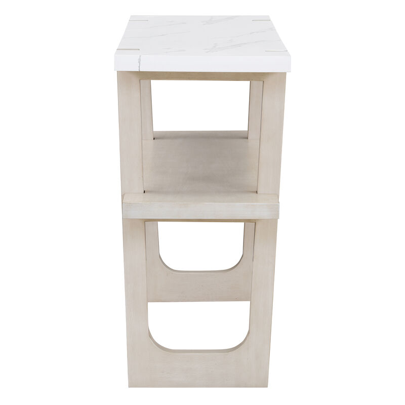 Merax Retro Elegant Console Table with Marble-Effect Top